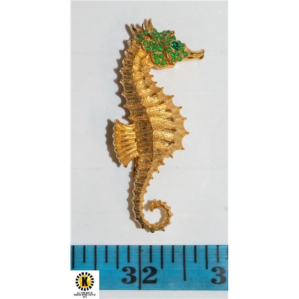 DE NICOLA SIGNED FASHION SEAHORSE BROOCH