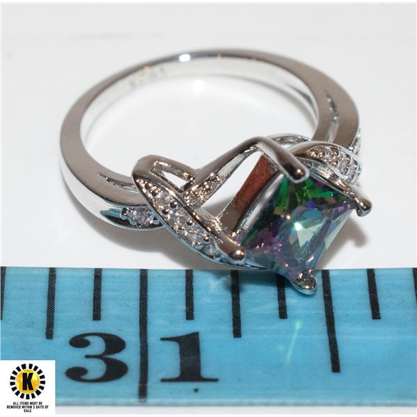 .925 STAMPED MYSTIC TOPAZ RING,SIZE 7, NEW