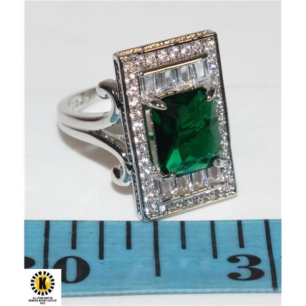 .925 STAMPED EMERALD CZ TYPE FASHION EARRINGS