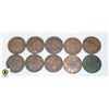 Image 2 : LOT OF 10 OLD VARIOUS CANADA LARGE 1 CENT COINS