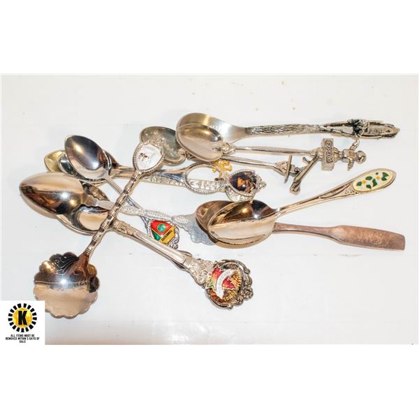 LOT OF 12 VARIOUS VINTAGE COLLECTORS SPOONS