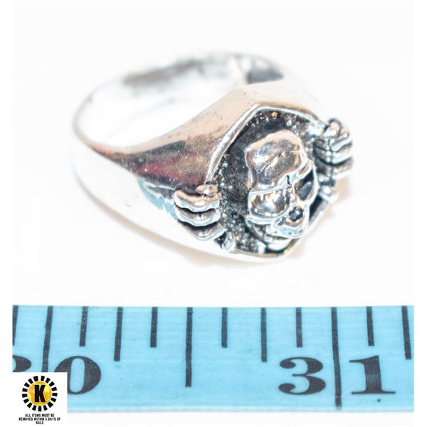 .925 STAMPED SPIDER & WEB FASHION RING, SIZE 7