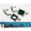 Image 1 : .925 STAMPED EMERALD TYPE FASHION EARRINGS