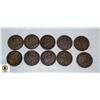 Image 2 : LOT OF 10 OLD VARIOUS CANADA LARGE 1 CENT COINS