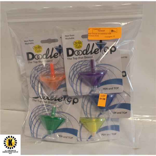 NEW 5 PACK OF DOODLE TOP SPINNER PENS