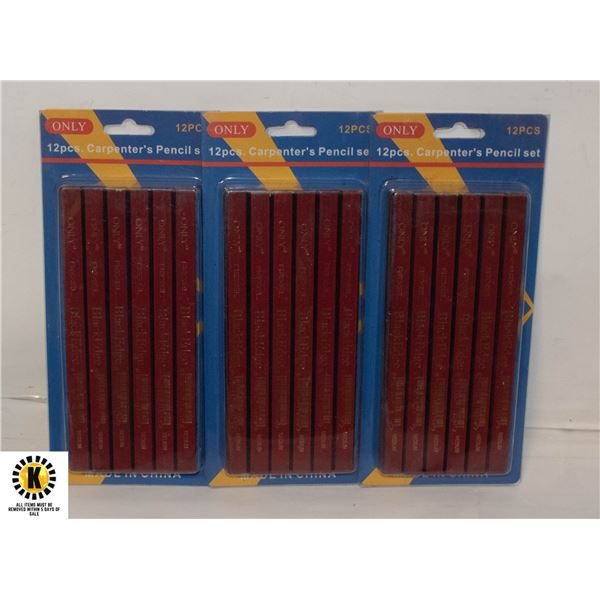 3 PACKS OF 12PC CARPENTERS PENCILS