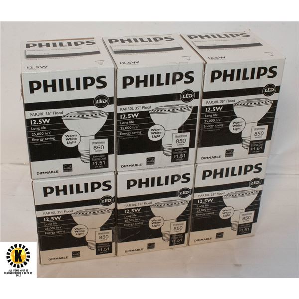 6 PACKS OF PHILIPS LED 12.5 WATT BULBS