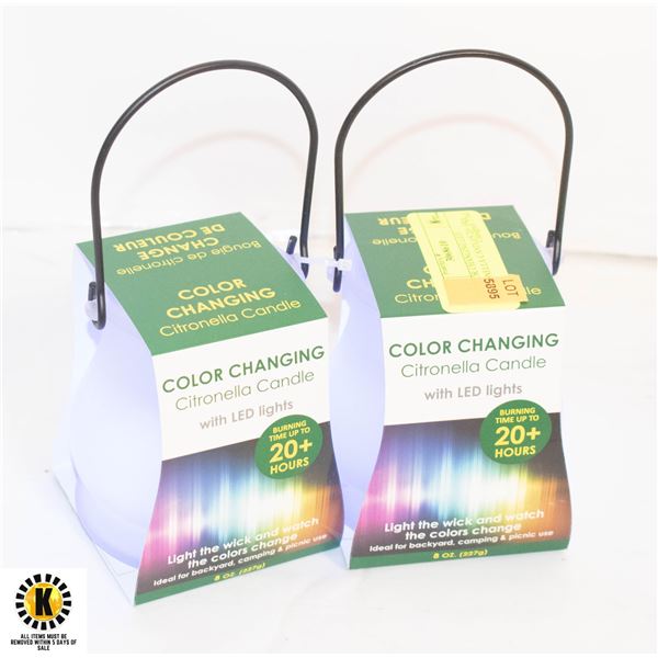 2 COLOR CHANGING LED CITRONELLA CANDLES 20+ HRS