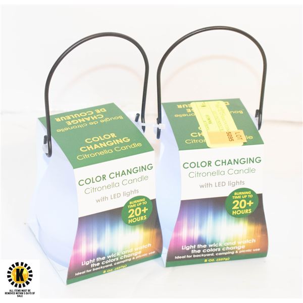 2 COLOR CHANGING LED CITRONELLA CANDLES 20+ HRS