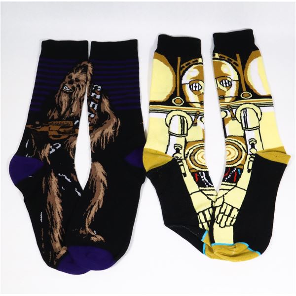 NEW PAIR OF CHEWBACCA SOCKS AND NEW PAIR OF C3PO