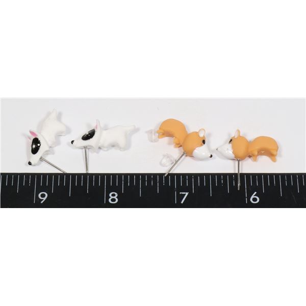 2 NEW CHOPPY PUPPY STUD EARRINGS