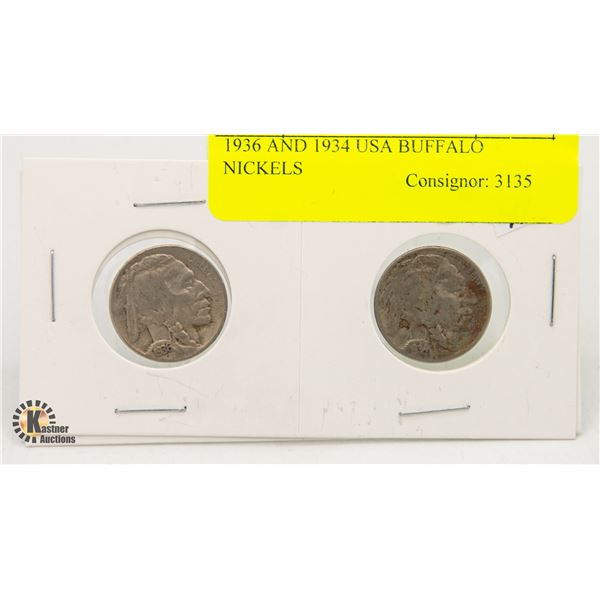 1936 AND 1934 USA BUFFALO NICKELS