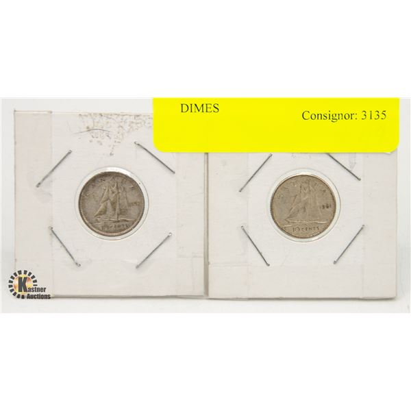 1952 AND 1961 CANADA 80% SILVER DIMES