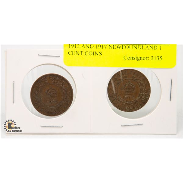 1913 AND 1917 NEWFOUNDLAND 1 CENT COINS