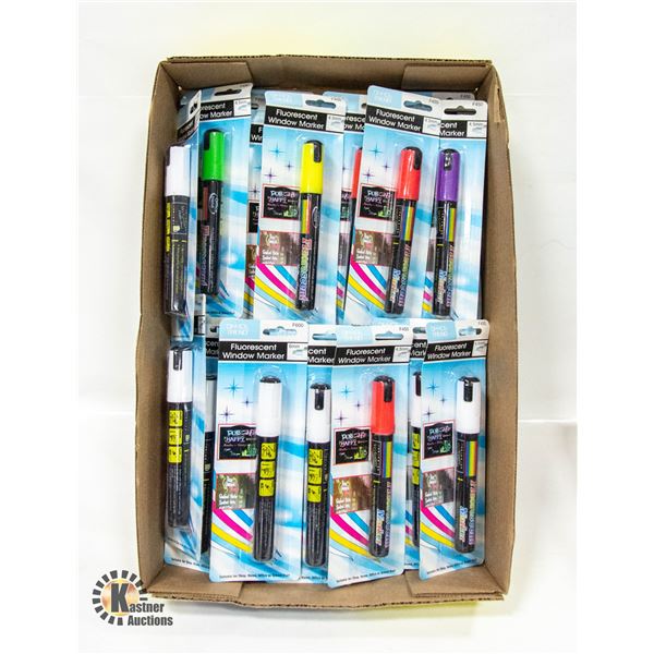 FLAT OF FLUORESCENT WINDOW MARKERS 26 PCS