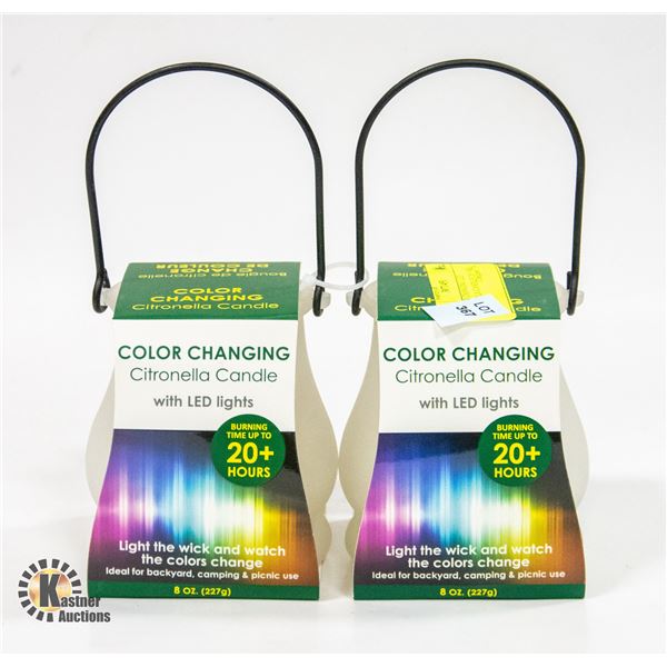 2 COLOR CHANGING LED CITRONELLA CANDLES 20+ HRS