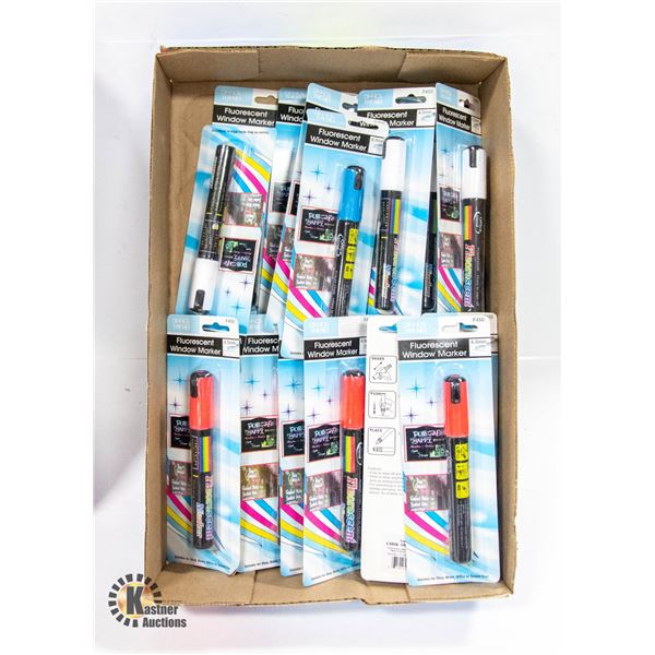 FLAT OF FLUORESCENT WINDOW MARKERS 26 PCS