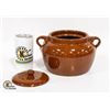 Image 2 : VINTAGE BROWN POTTERY BEAN POT WITH LID