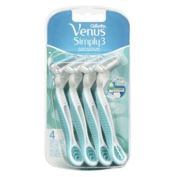 NEW 4 PACK OF GILLETTE VENUS 3 DISPOSABLE RAZORS