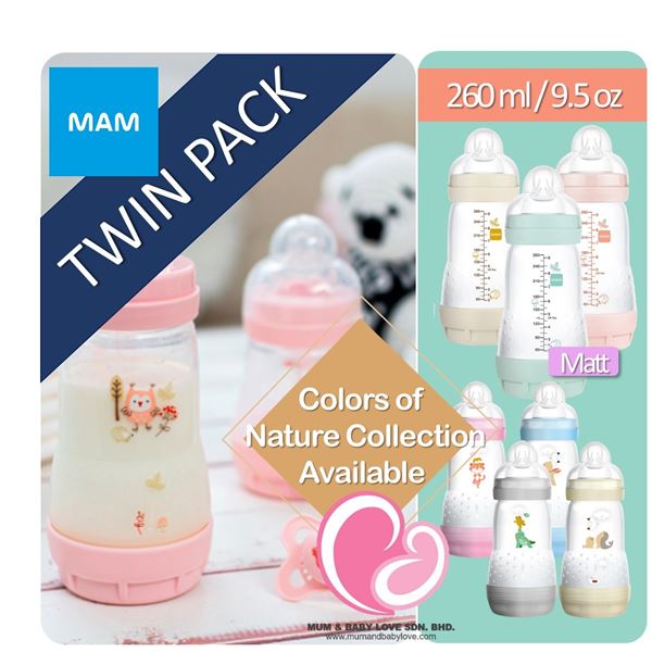 NEW MAM 2-PACK DINO 2+ MONTHS ANTI-COLIC BOTTLES