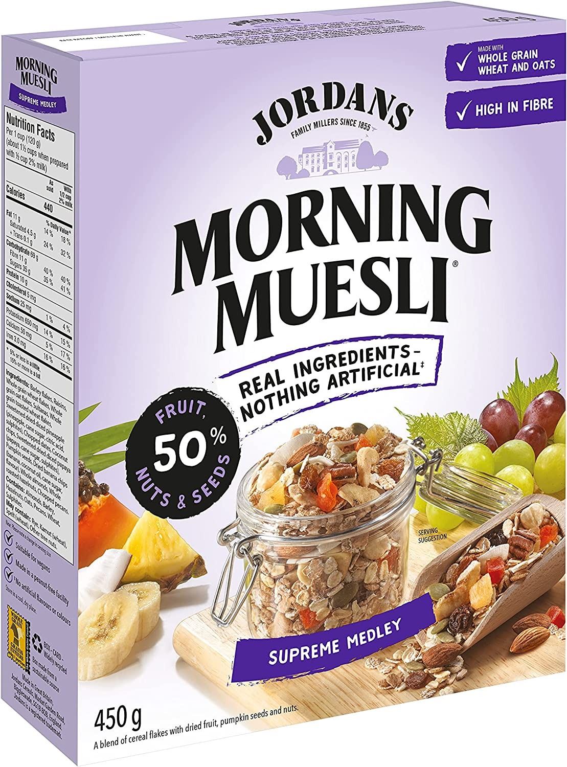 NEW 5 BOXES JORDANS MORNING MUESLI SUPREME MEDLEY