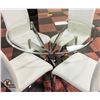 Image 2 : WHITE LEATHER AND CHROME DINING SET WITH