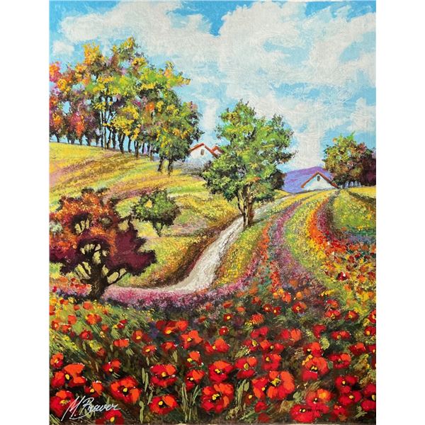 Mark Braver Poppy Landscape Hand Signed Limited Edition Serigraph