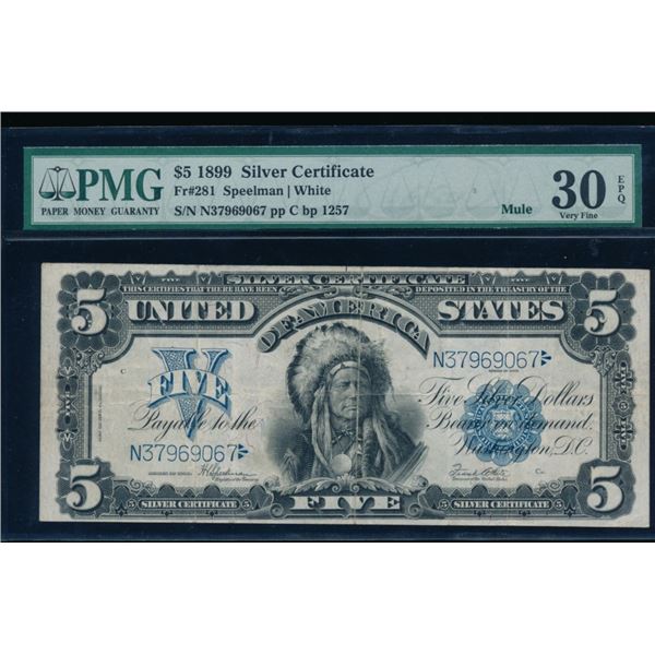 1899 $5 Chief Silver Certificate PMG 30EPQ