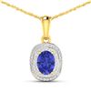 Image 1 : 14KT Yellow Gold 1.09ct Tanzanite and Diamond Pendant with Chain