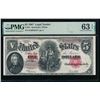 Image 1 : 1907 $5 Legal Tender Note PMG 63EPQ