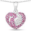 Image 2 : Plated Rhodium 2.25ctw Ruby and White Sapphire Pendant with Chain