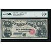 Image 1 : 1880 $10 Jackass Legal Tender Note PMG 30EPQ