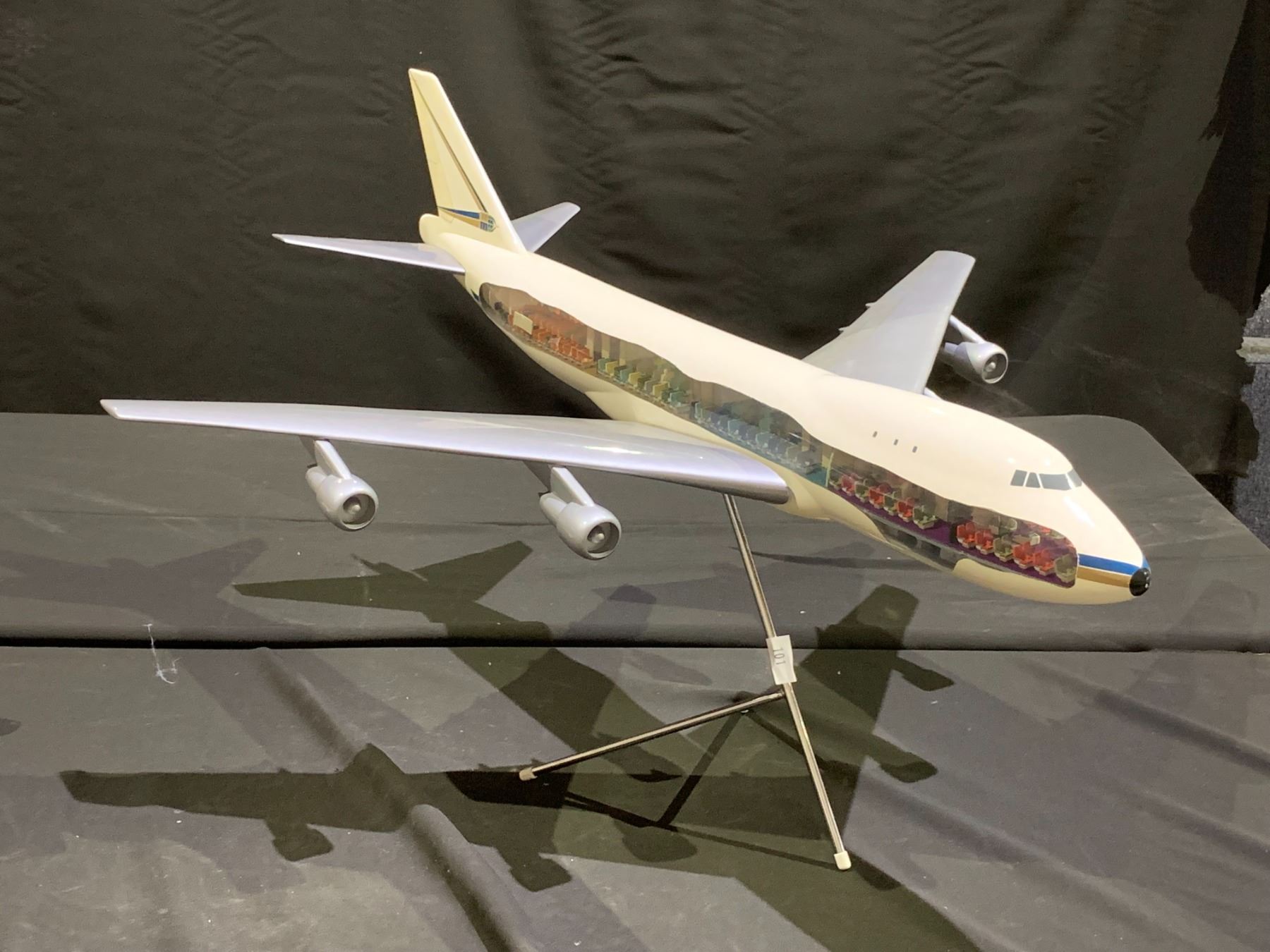 Wm Models WM MODEL PLANE ON STAND WITH WINDOW TO INTERIOR APPROX 37 X 32