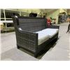 Image 4 : WICKER OUTDOOR PATIO SOFA 80" (1 MISMATCHED CUSHION)