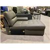 Image 2 : LEATHER CHAISE WITH PULL-UP STORAGE (CHAISE ONLY, MISSING REST OF SOFA)