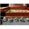 Image 2 : JEWELRY BOX WITH ASSORTED JEWELRY CONTENTS & BIN OF ASSORTED RINGS