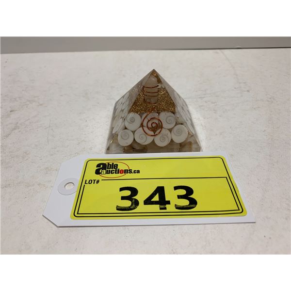 ORGONITE SHELL PYRAMID RETAIL $249 APPROX 2X3 