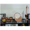 Image 1 : COPPER FIREPLACE COMPANION SET, CANDLESTICKS, KETTLE AND MORE
