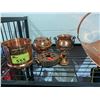Image 3 : COPPER FIREPLACE COMPANION SET, CANDLESTICKS, KETTLE AND MORE