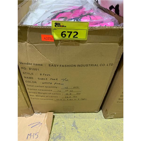 BOX OF PINK AND WHITE SWEAT PANTS SIZE MEDIUM