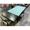 Image 2 : GLASS TOP BLACK WOODEN BASE TABLE AND 4 CHAIRS