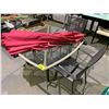 Image 2 : OUTDOOR GLASS TABLE WITH 2 METAL CHAIRS AND OUTDOOR UMBRELLA