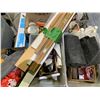 Image 2 : PALLET OF ASSORTED ITEMS INCLUDING; LEVELS, TARP, E-Z FLOW PRIMER 100 AND MORE