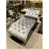 Image 1 : MODERN TUFTED & STUDDED CLOTH CHAISE LOUNGE CHAIR APPROX 66"