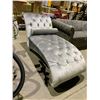 Image 2 : MODERN TUFTED & STUDDED CLOTH CHAISE LOUNGE CHAIR APPROX 66"