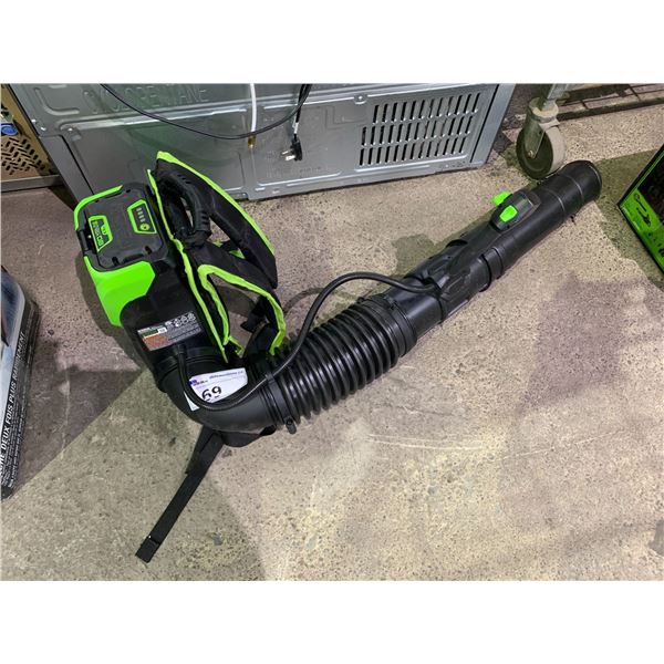 *TESTED WORKING* GREENWORKS PRO 80V ELECTRIC BACKPACK BLOWER WITH BATTERY (NO CHARGER)