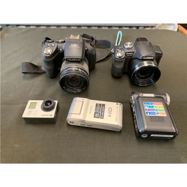 CAMERAS: FUJIFILM FINEPIX HS 10, PANASONIC LUMIX DMC FZ28, SONY MHS-PM1, JAZZ HDV178,