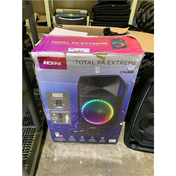 *UNKNOWN WORKING CONDITION* ION TOTAL PA EXTREME 600W RGB SPEAKER WITH POWER CORD & STAND