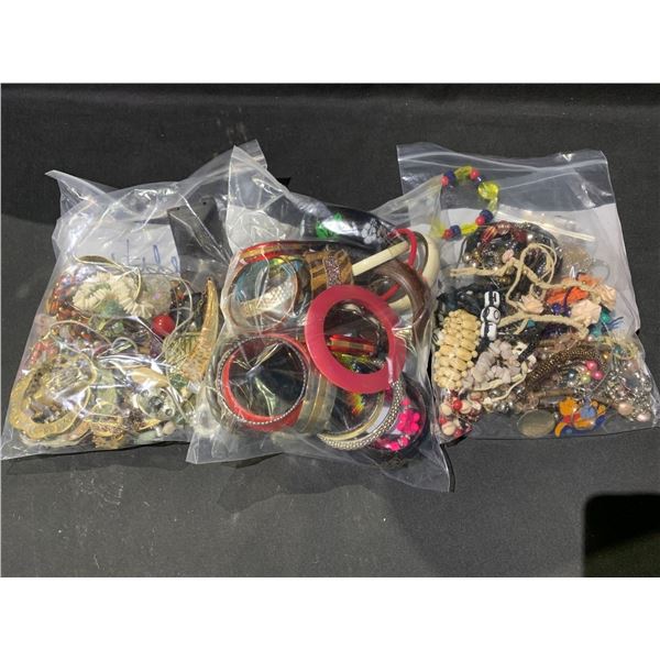 3 BAGS OF ASSORTED COSTUME JEWELRY