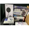 Image 2 : BOX OF ASSORTED ITEMS INCLUDING; DIGITAL CAMERAS, LED PHOTO BOX, MICROPHONE POP FILTERS & MORE